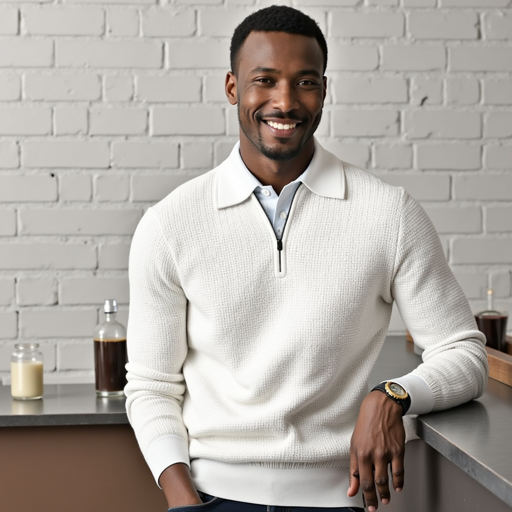 Hampton - Waffle Half-Zip Polo